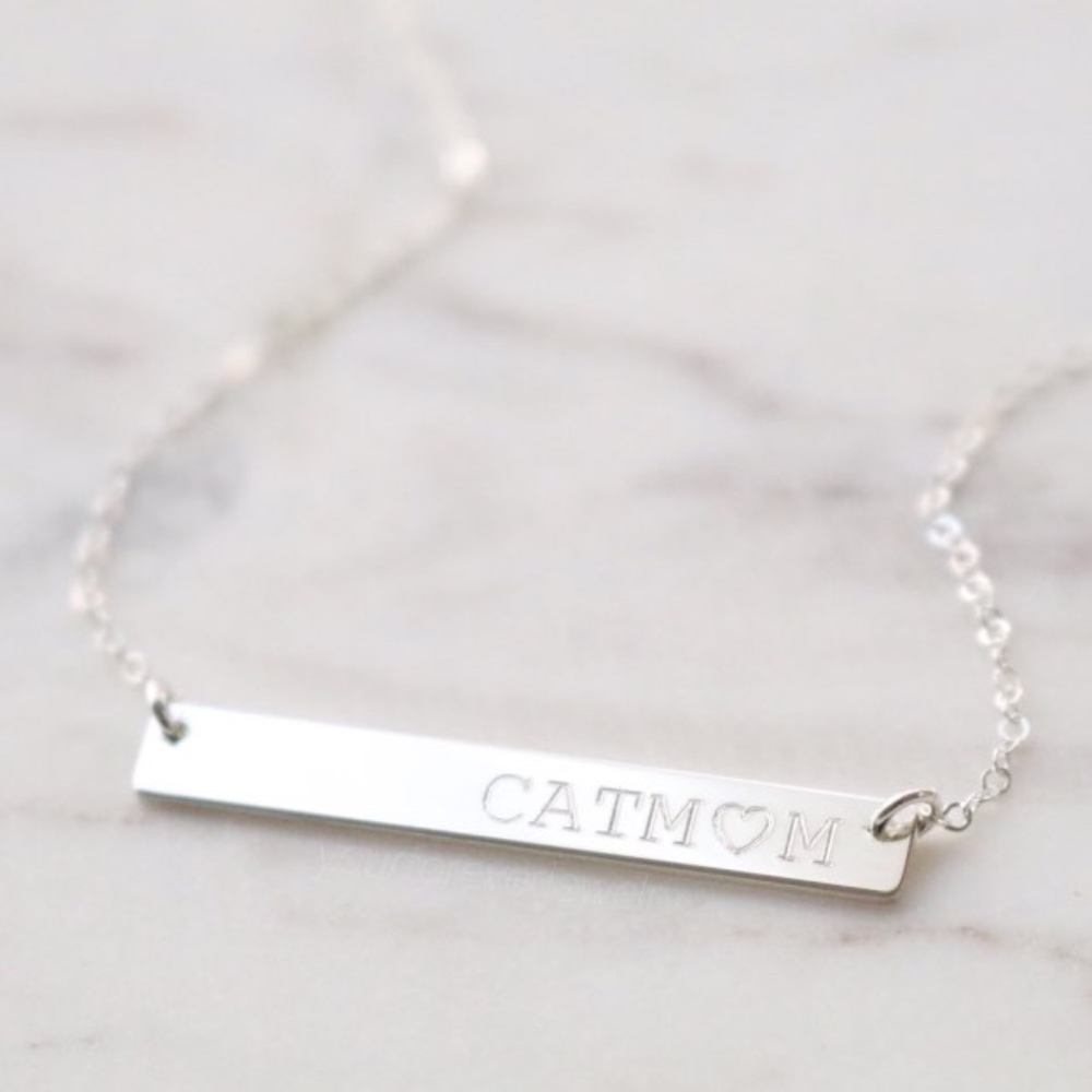 Sterling Silver Personalized Engraved Bar Necklace - Picture 2 of 4